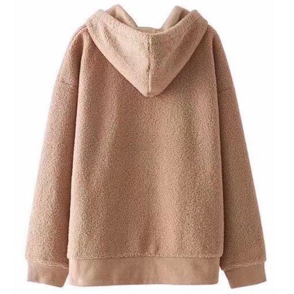 'Keren' Camel Soft Teddy Sweater Hoodie - Picture 3 of 6